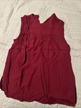 Old navy Sleeveless Burgundy Pintuck Yoke Blouse